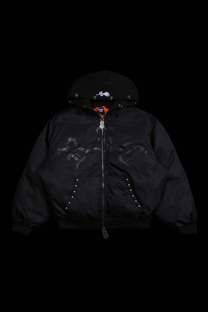 Haze Concrete Bomber Jacket in Black/Black