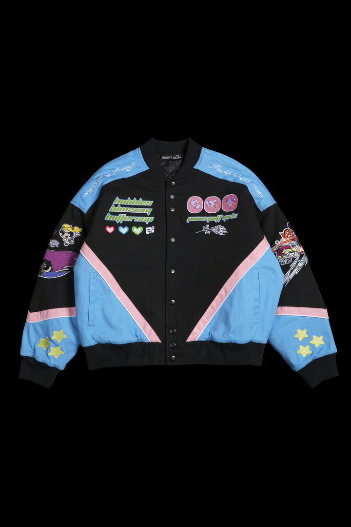 Everything Nice Racing Jacket in Black/Sky Blue