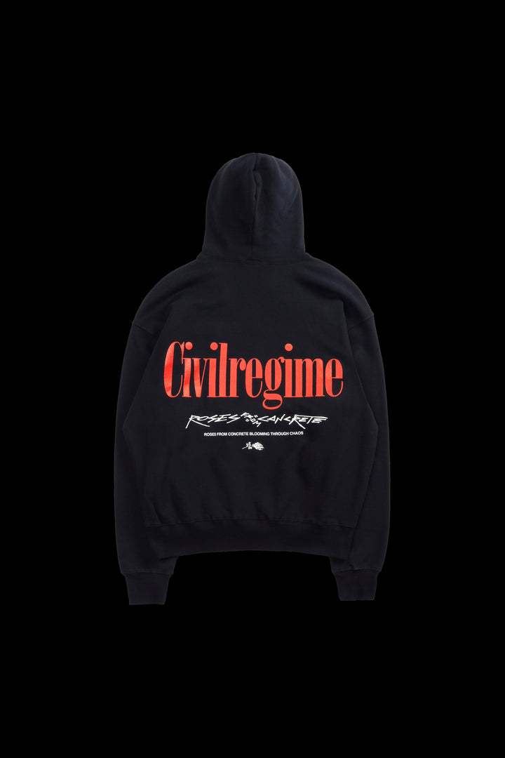 Concrete Rose Snap Hoodie in Black