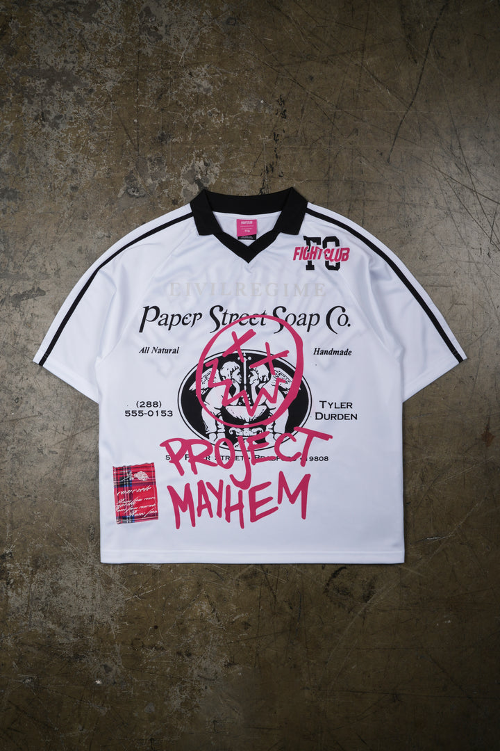 Emotional Wreck Collar Soccer Jersey in White/Black