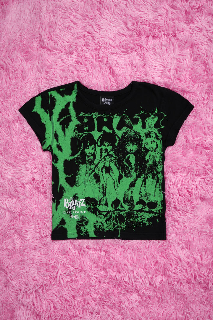 Corrupted Baby Tee in Black