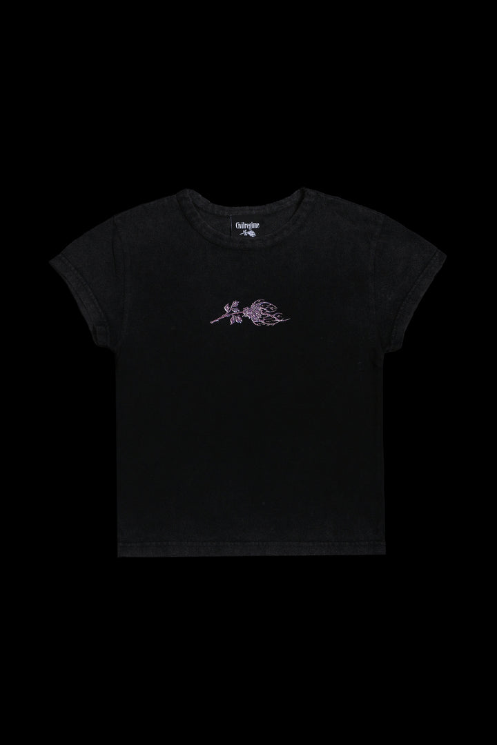 Pink Chrome Baby Tee in Vintage Black