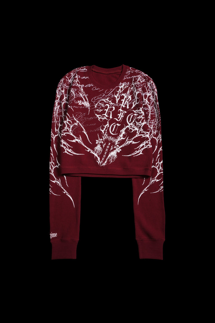 Reverse Curse Crop Waffle Thermal in Oxblood