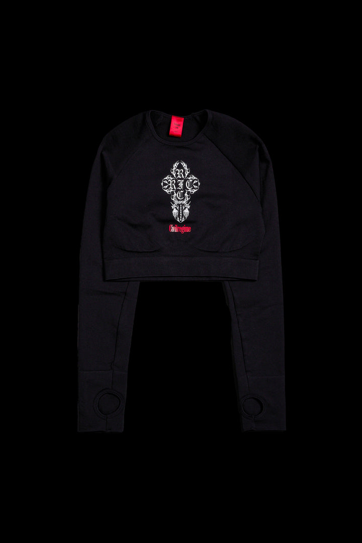 Rise Up Seamless L/S Top in Black