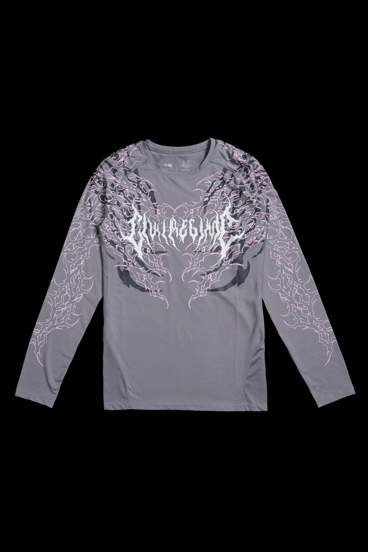 Riot Flex Scoop L/S Compression Tee in Ash Gray