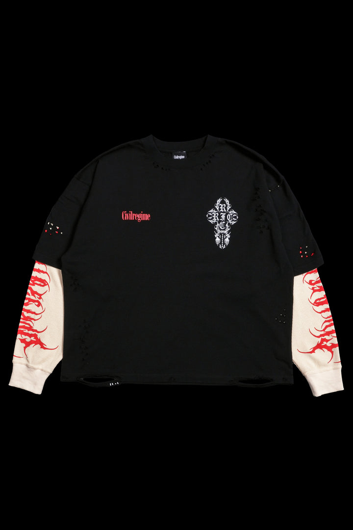 Darkness In My Bones Twofer Thermal Sleeves in Black/Butter