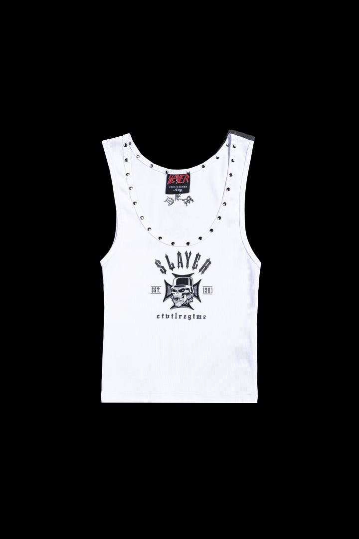 Die By The Sword Cropped Ribbed Tank in White