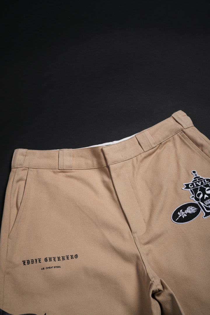 Latino Rose Garden Heat Blue Collar Shorts in Tan