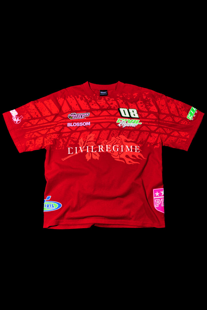 Legend Of Blossom "Side By Side" 199X Oversized Tee in Equestrian Red