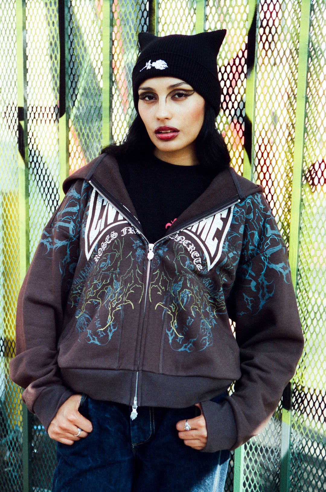 Rey Serpiente Civil Zip Up Hoodie in Pigment Wash Brown