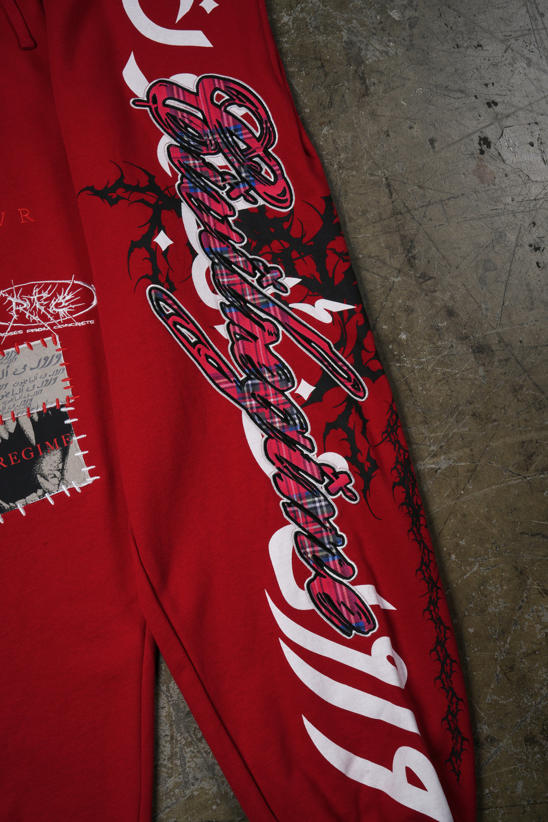 Plaid Punks Lounger Sweat Pants in Equestrian Red