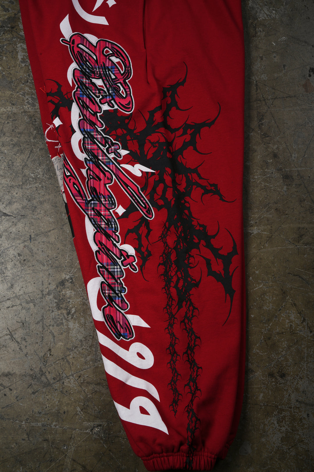 Plaid Punks Lounger Sweat Pants in Equestrian Red