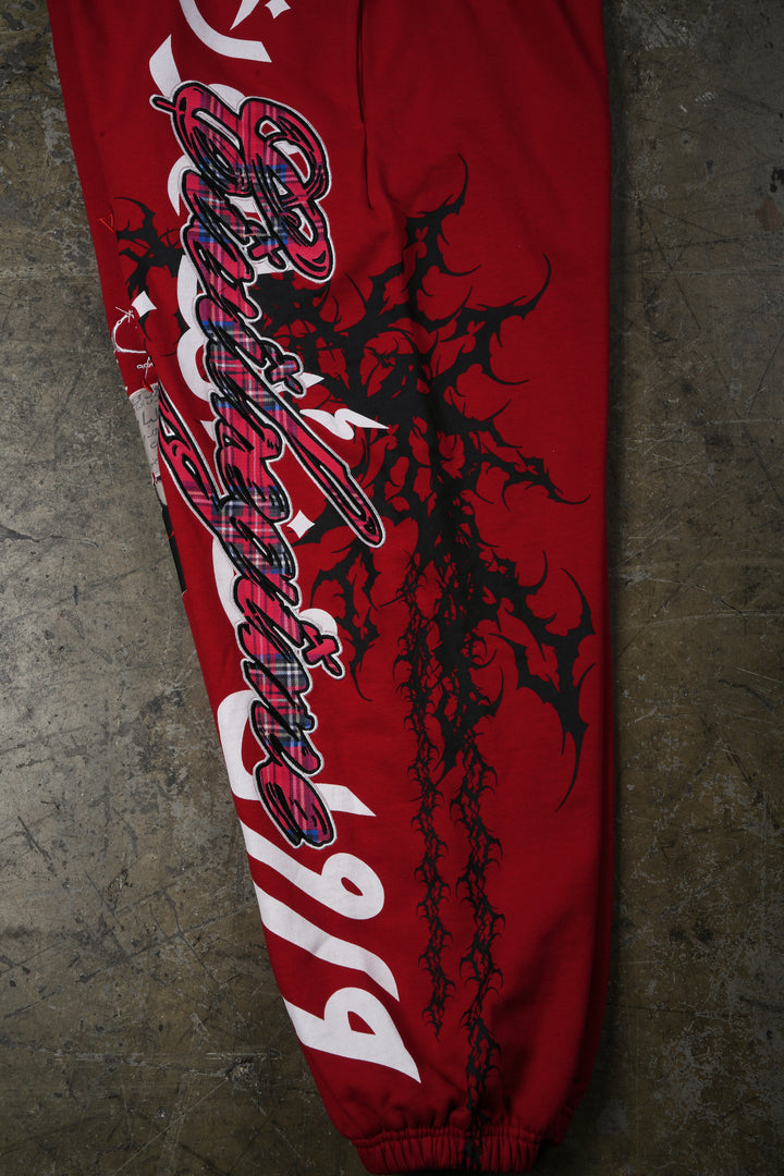 Plaid Punks Lounger Sweat Pants in Equestrian Red