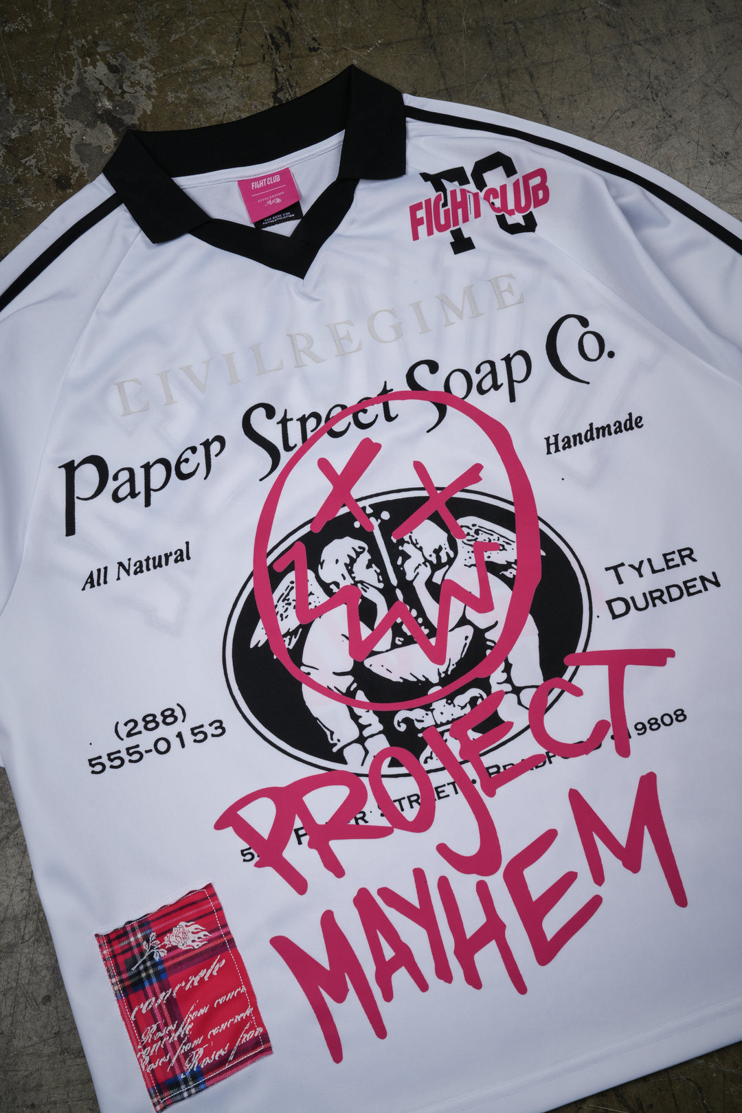Emotional Wreck Collar Soccer Jersey in White/Black