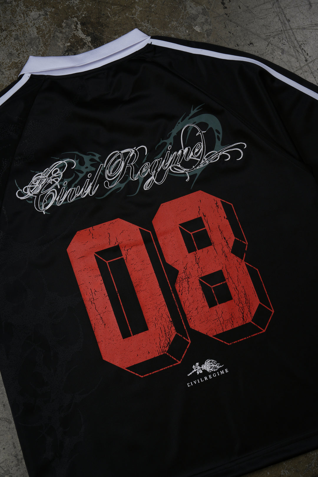 Club Civil Collar Soccer Jersey in Black/White