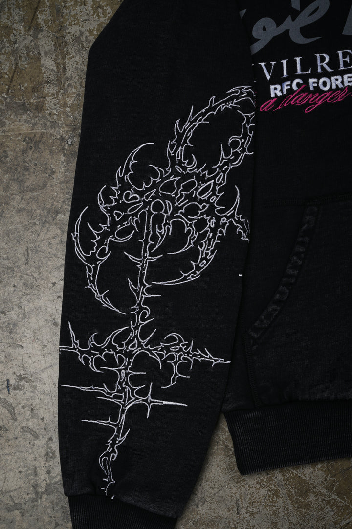 Fisticuffs Civil Zip Up Hoodie in Vintage Black