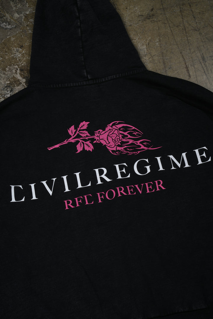 Fisticuffs Civil Zip Up Hoodie in Vintage Black