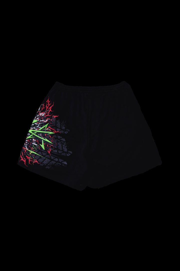 To The Rescue Thorns Baggy Shorts in Black