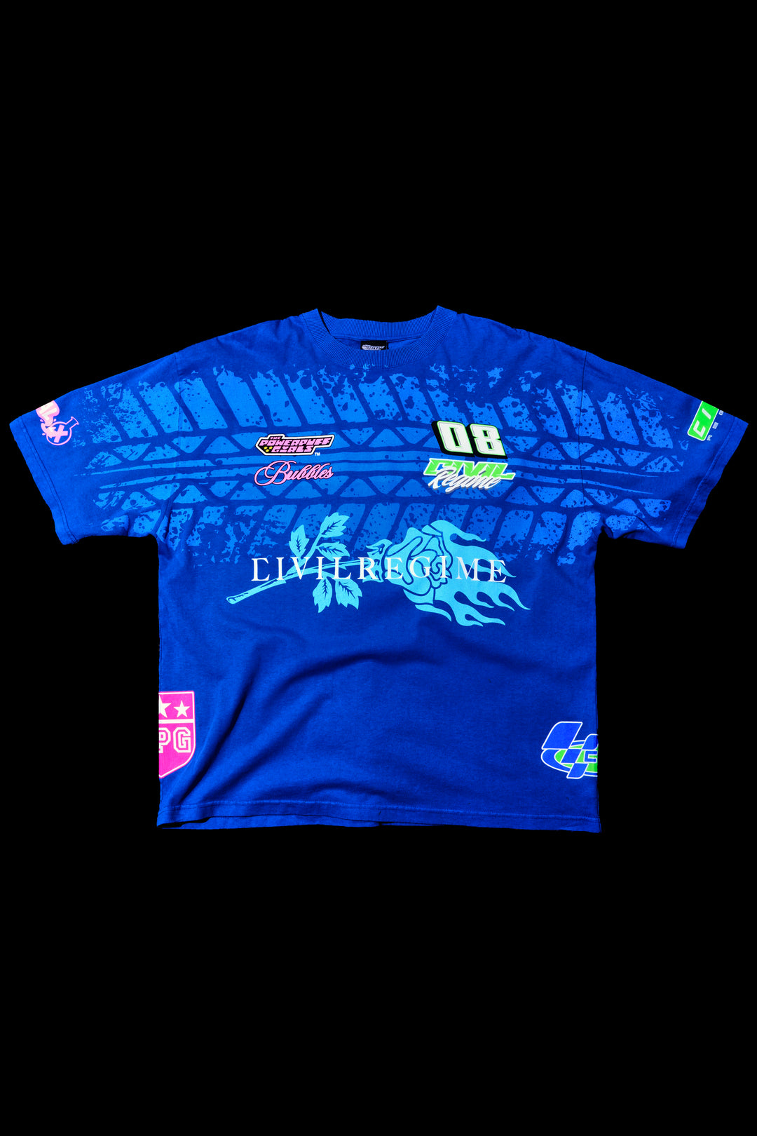 Legend Of Bubbles "Side By Side" 199X Oversized Tee in True Blue