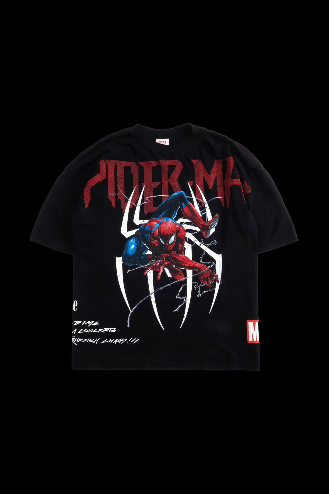 Spiderman Webs 199X Oversized Tee in Black