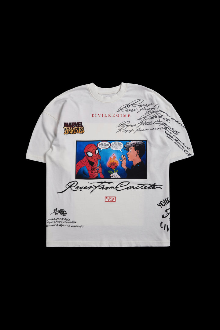 Spiderman x Civil Comic American Classic Oversized Tee in Butter