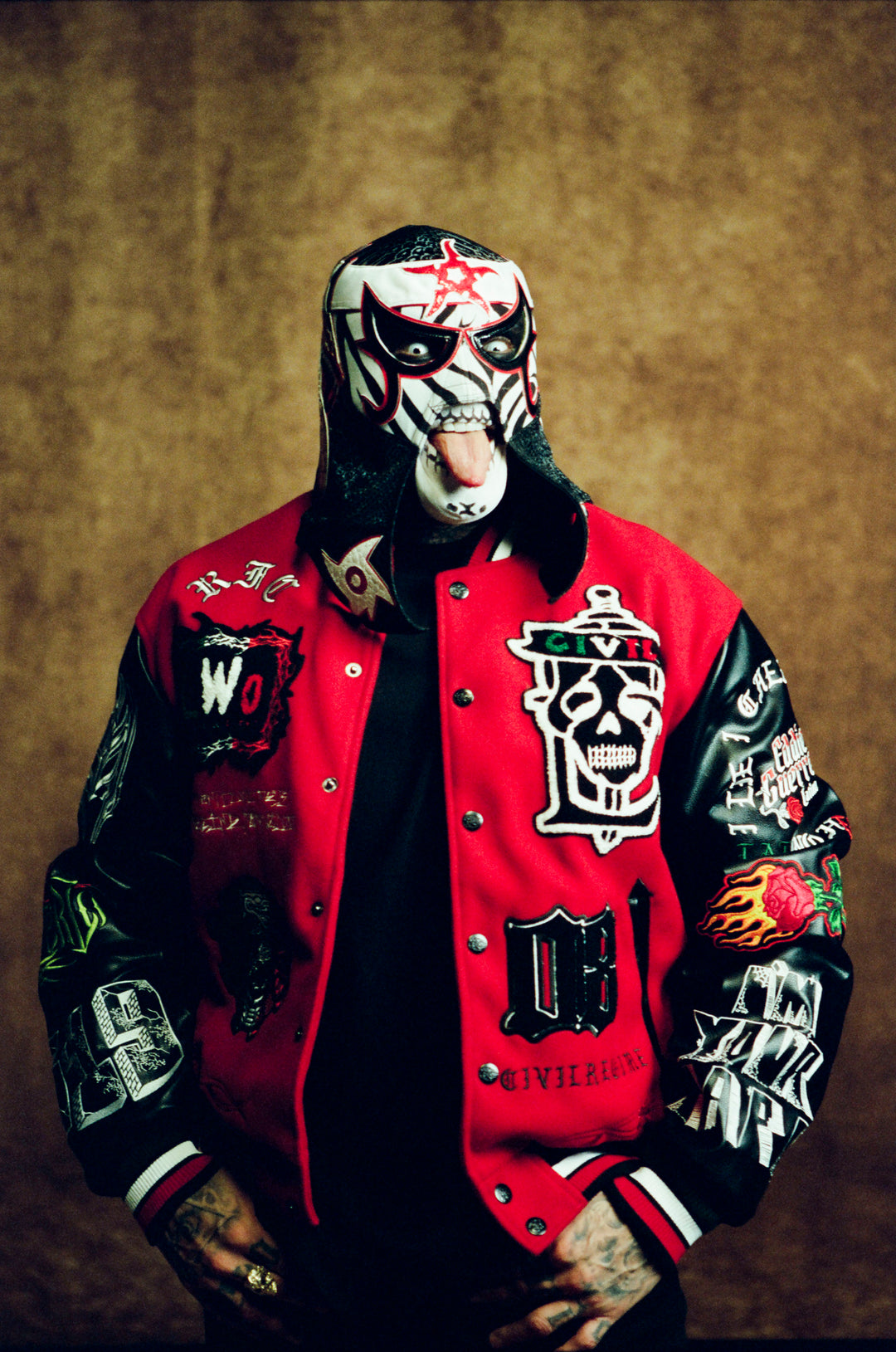 LWO Letterman Jacket in Radiant Red/Black