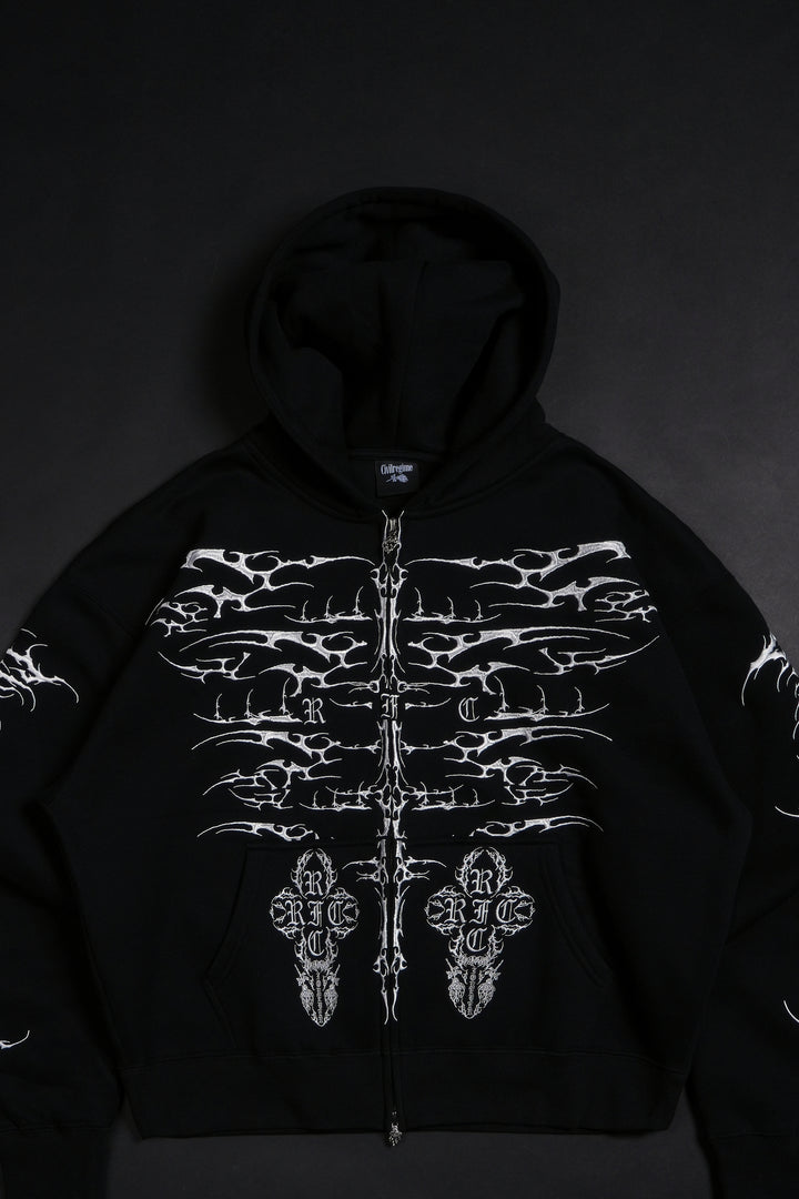 Chaos Regime Zip Up Hoodie in Black