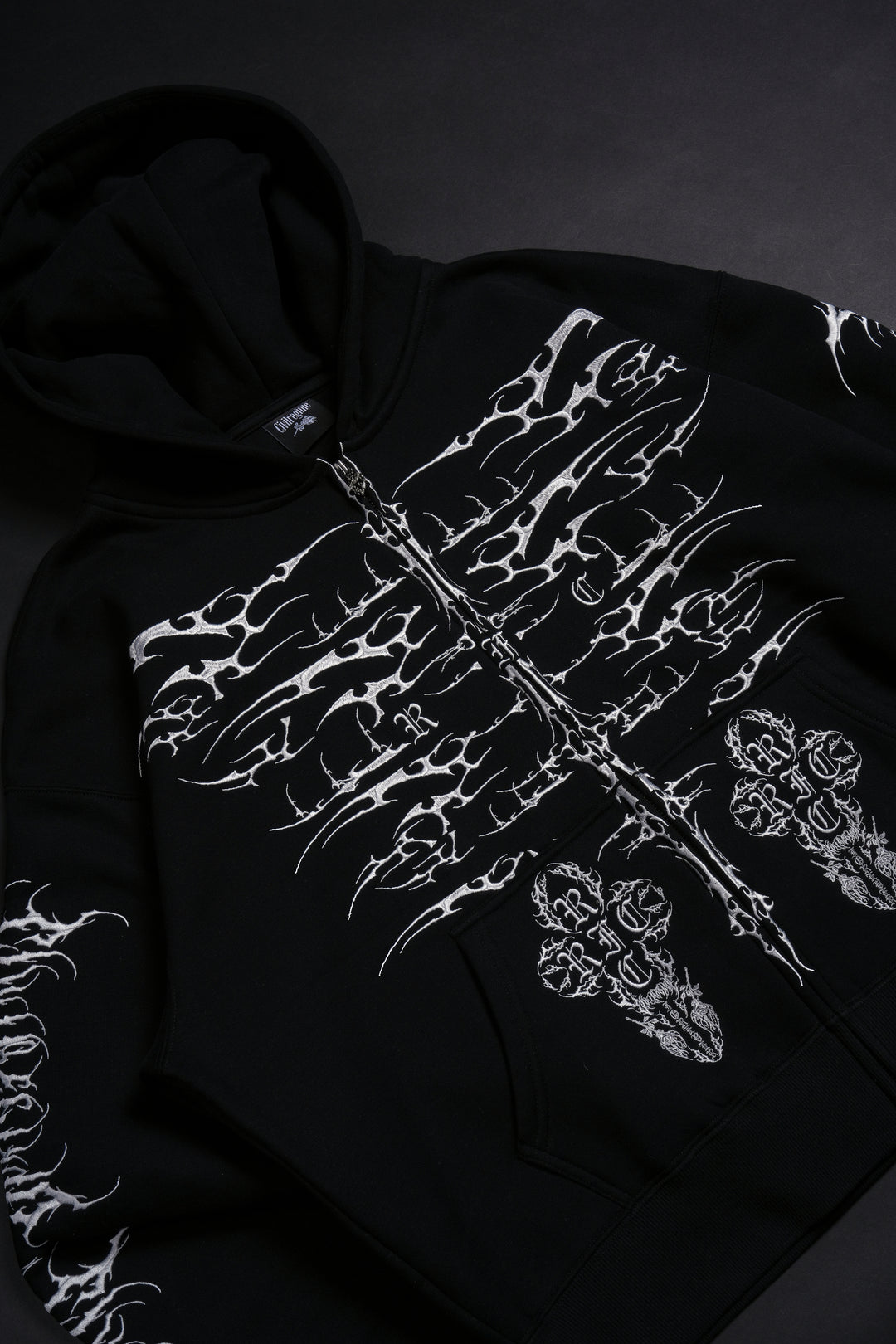 Chaos Regime Zip Up Hoodie in Black