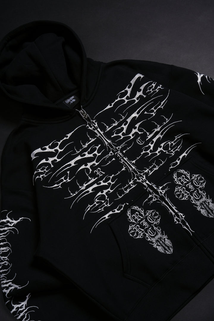 Chaos Regime Zip Up Hoodie in Black
