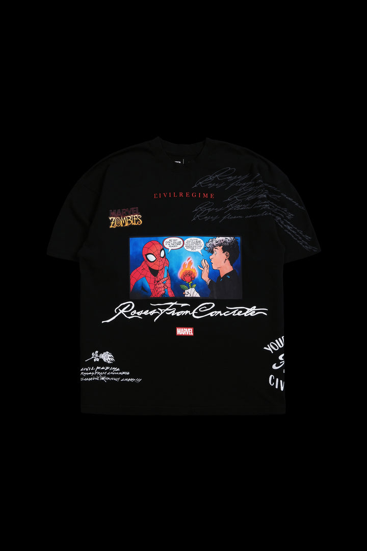 Spiderman x Civil Comic American Classic Oversized Tee in Black