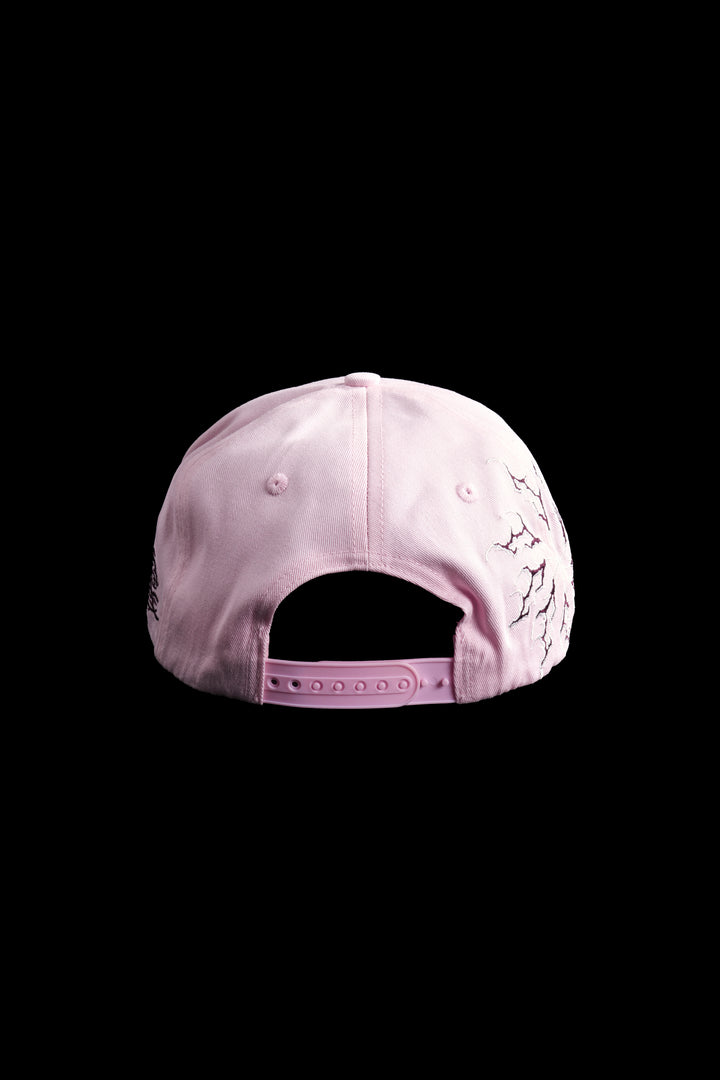 Civil Shuriken 5 Panel Snapback Hat in Baby Pink/Black