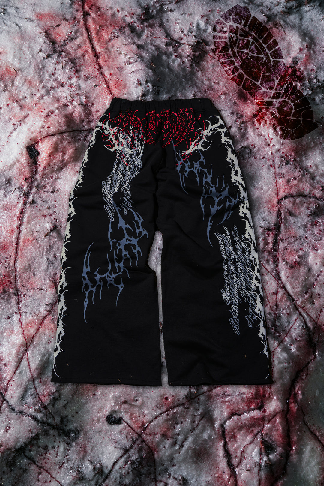 Letter To You Lowrise Wide Leg Pants in Black/Red