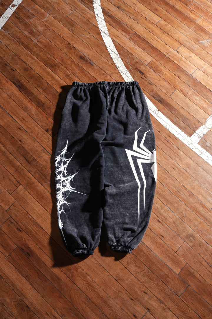 Web Sling Chaos Lounger Sweat Pants in Vintage Black