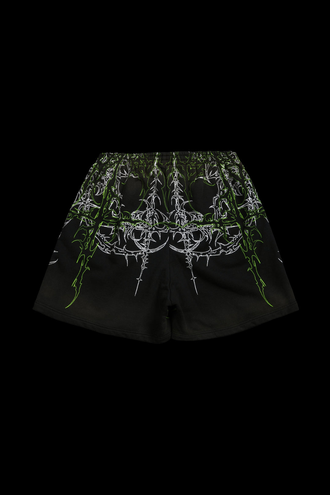 Lucid Thorns Baggy Shorts in Vintage Black/Acid Green