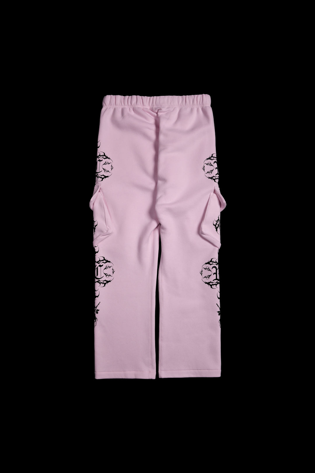 Roses Forever Wide Leg Cargo Fleece Pants in Baby Pink