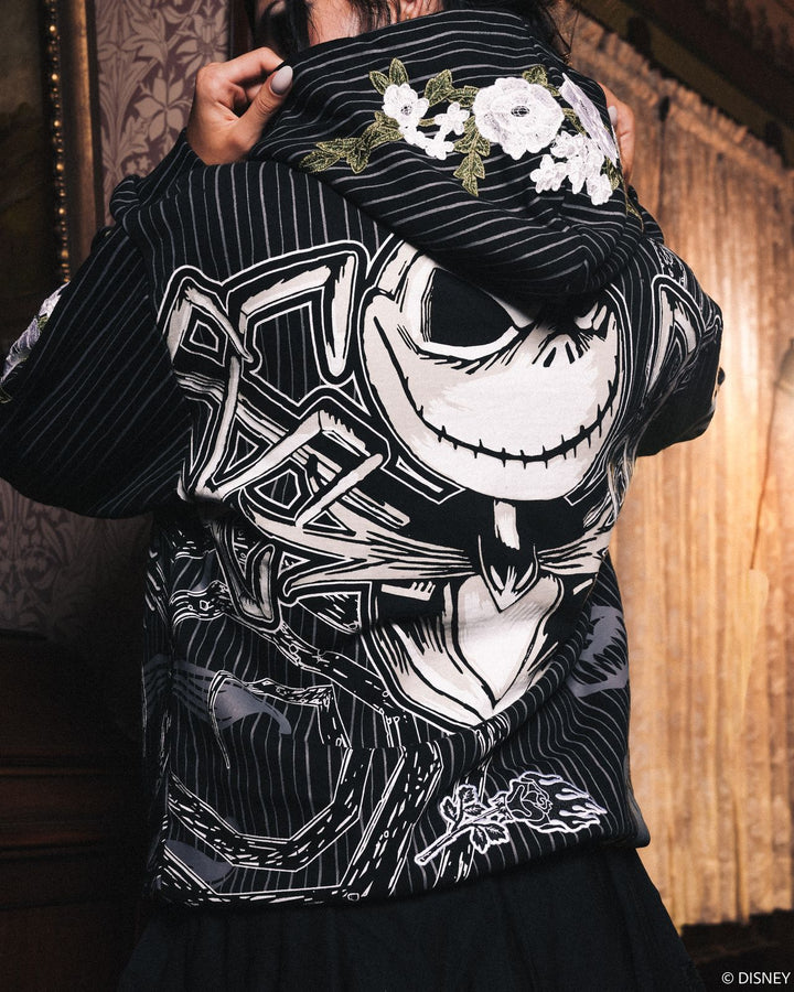 Spiral Chaos Indie Rose Hoodie in Pinstripe Print