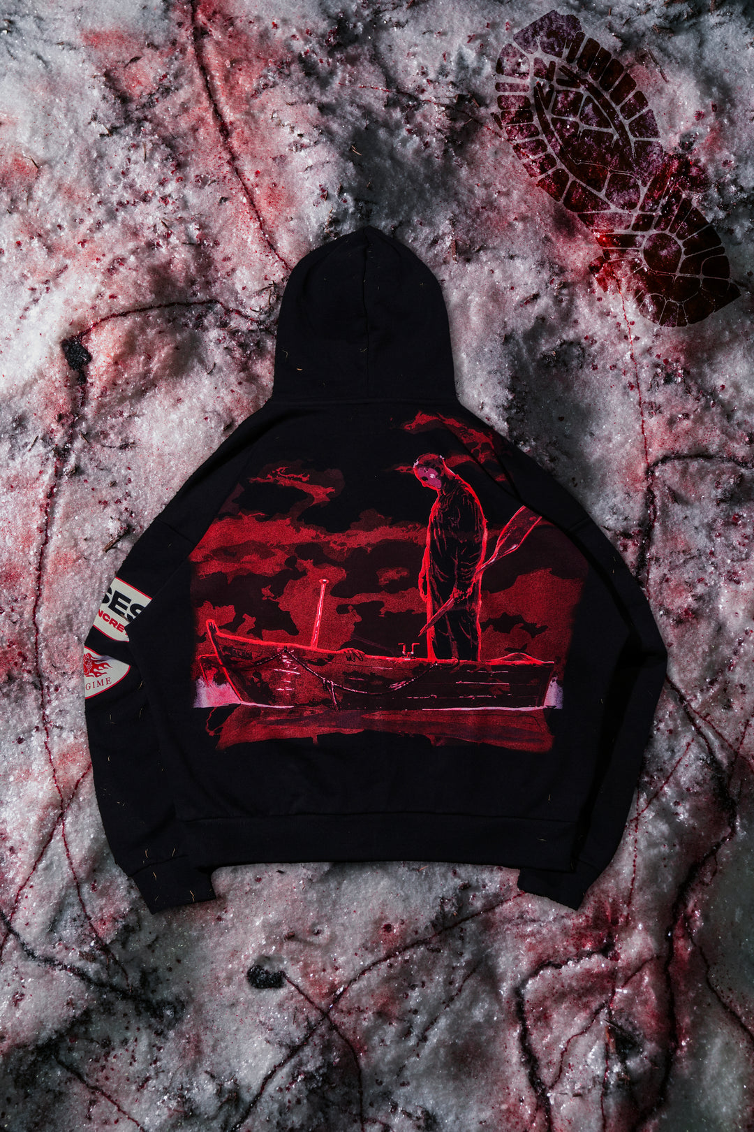 Eyes On The Scene Outliers Distressed Zip Up Hoodie in Black