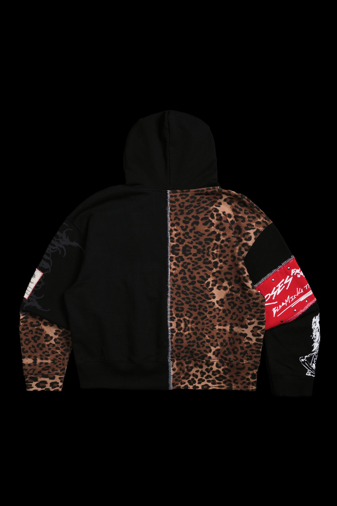 Pieces Of You Destroy Hoodie in Leopard Black