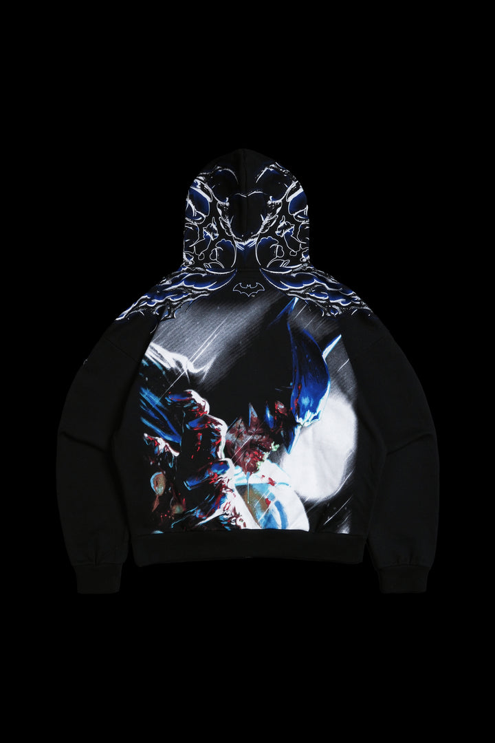 Throned Knight Outliers Distressed Zip Up Hoodie in Vintage Black