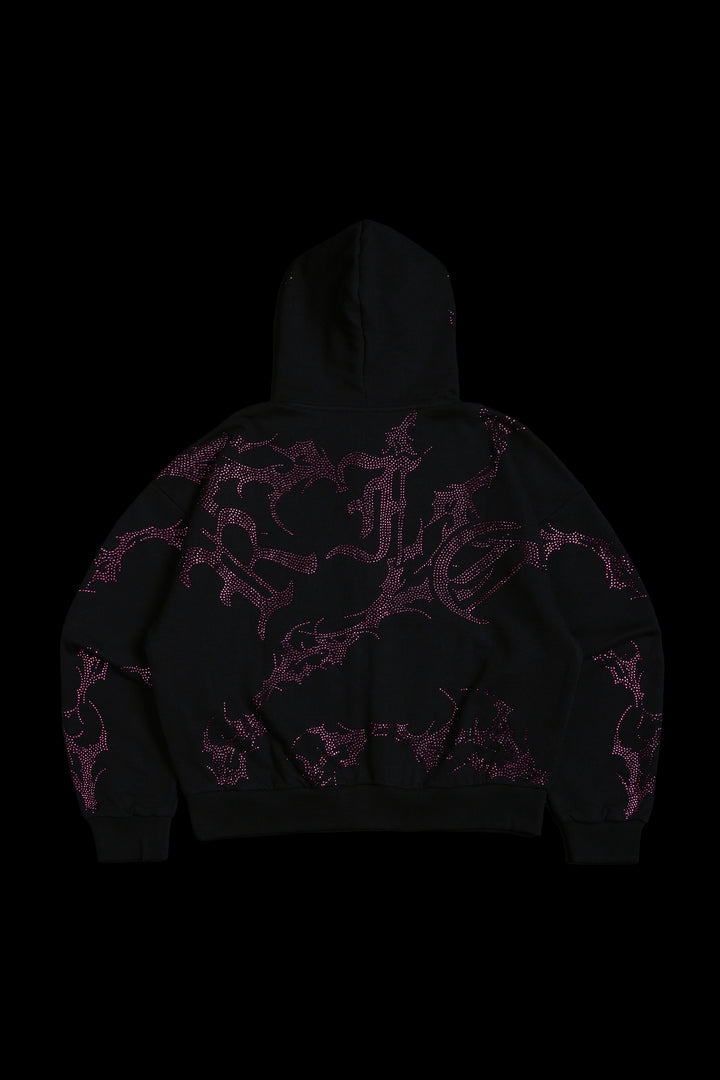 Civil Rampage Outliers Distressed Zip Up Hoodie in Black