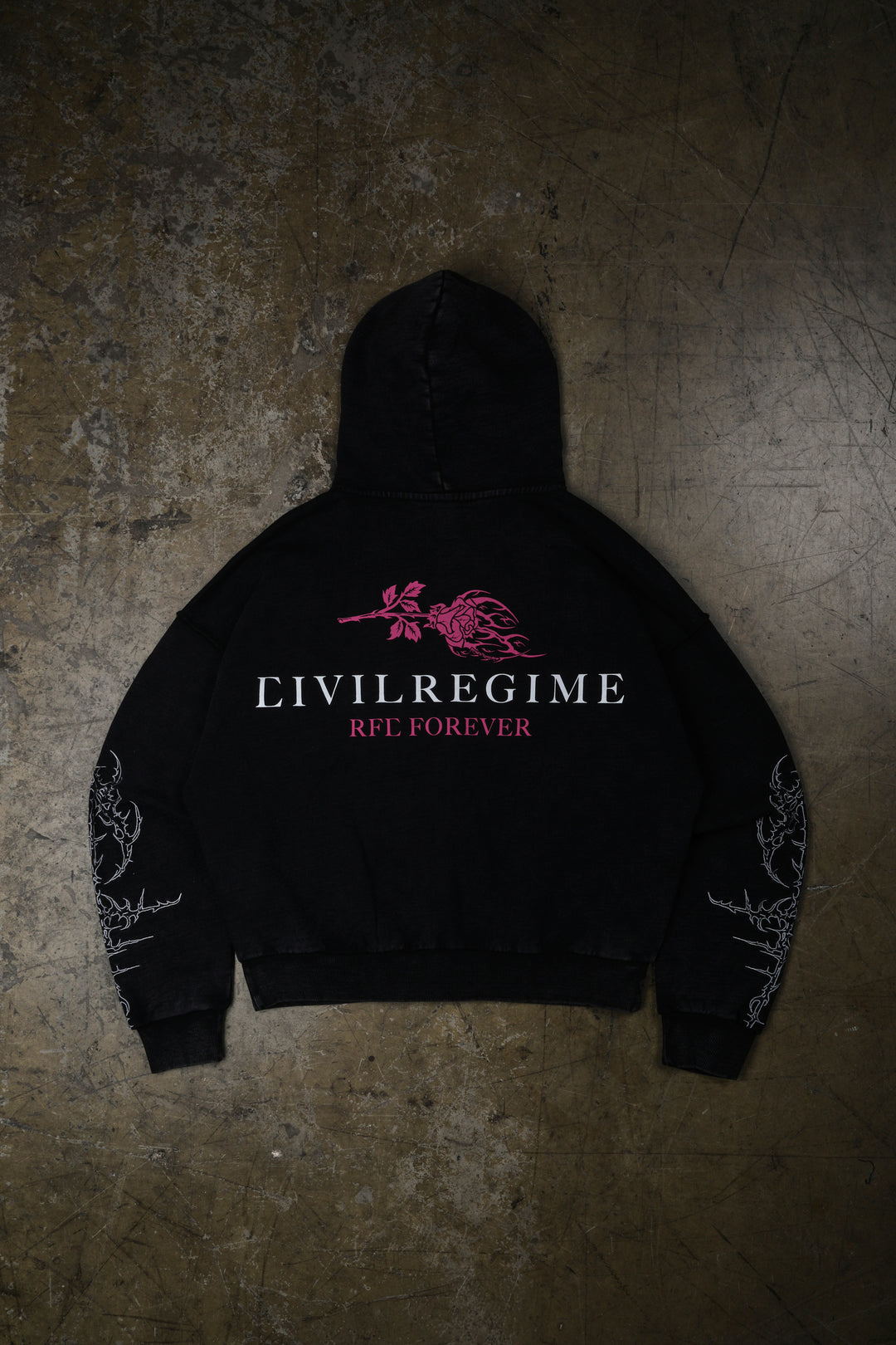 Fisticuffs Civil Zip Up Hoodie in Vintage Black