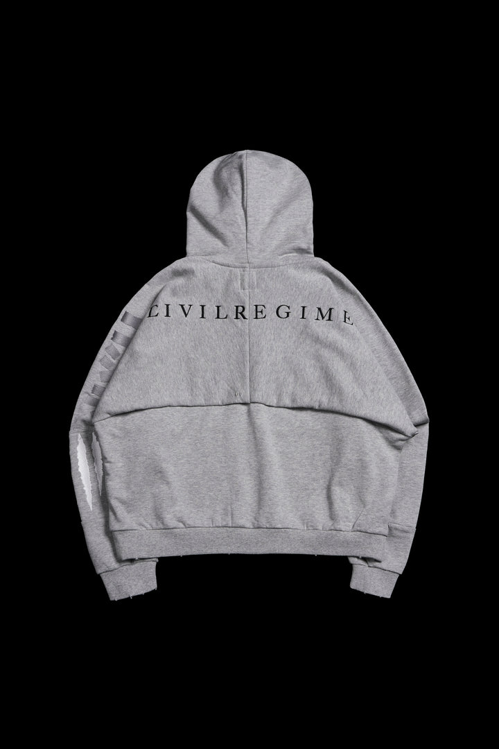 Zilla Fineline Destroy Hoodie in Charcoal Heather