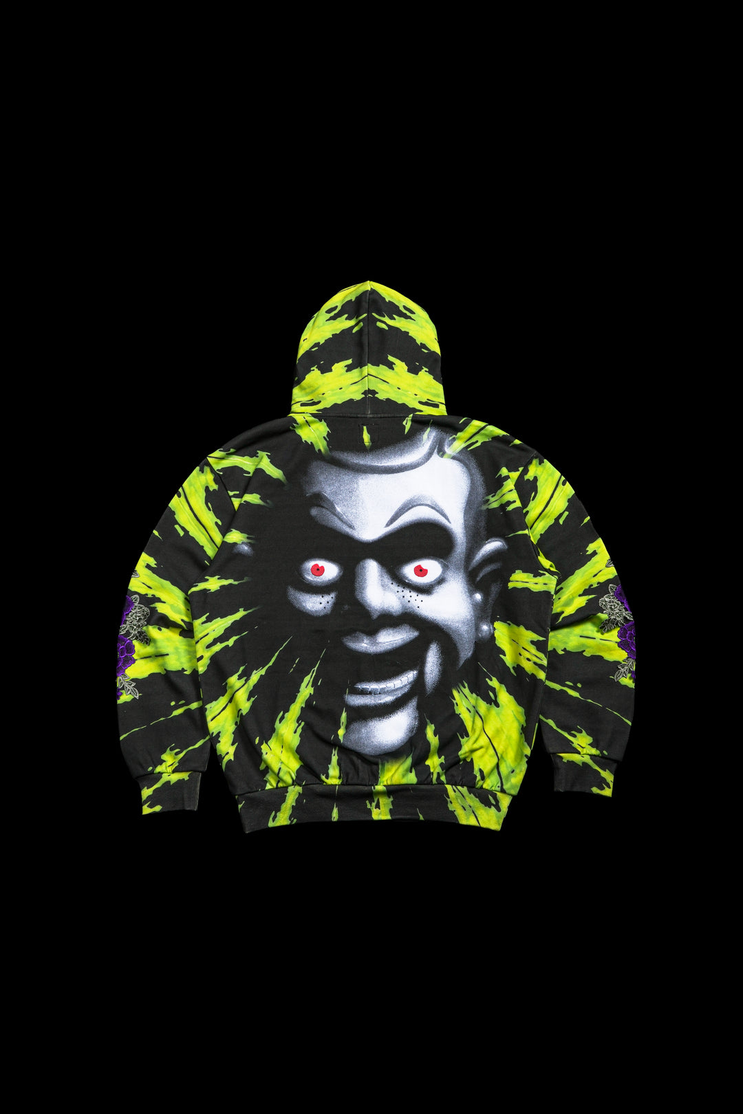 Haunted Indie Rose Hoodie in Green/Black Tie Dye