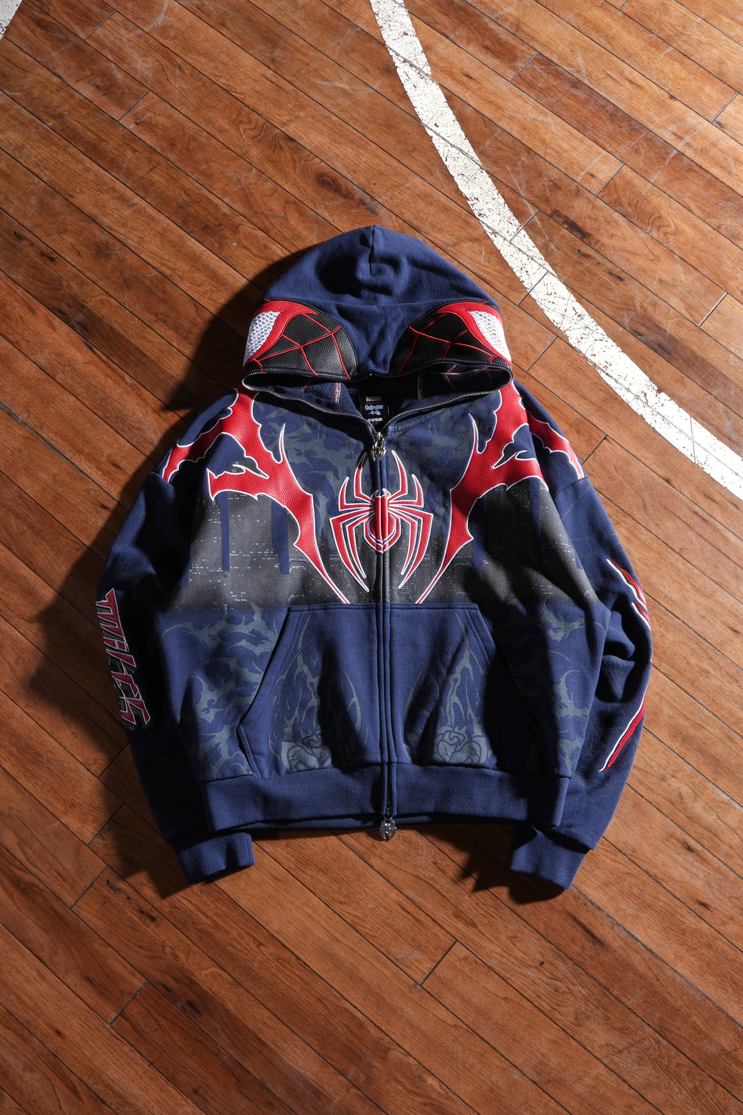 Miles Morales Full Zip Up Hoodie in Slate Blue