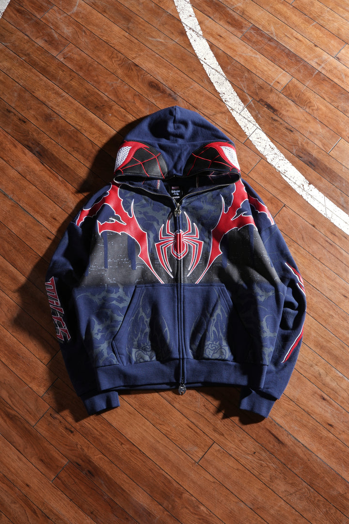 Miles Morales Full Zip Up Hoodie in Slate Blue