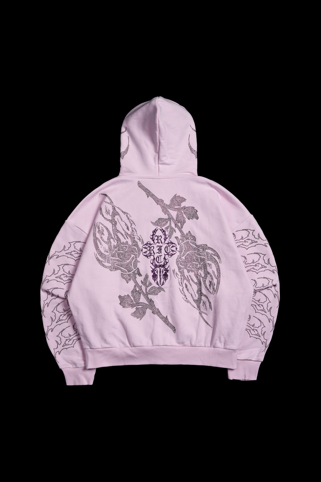 Stone Empire Outliers Distressed Zip Up Hoodie in Baby Pink