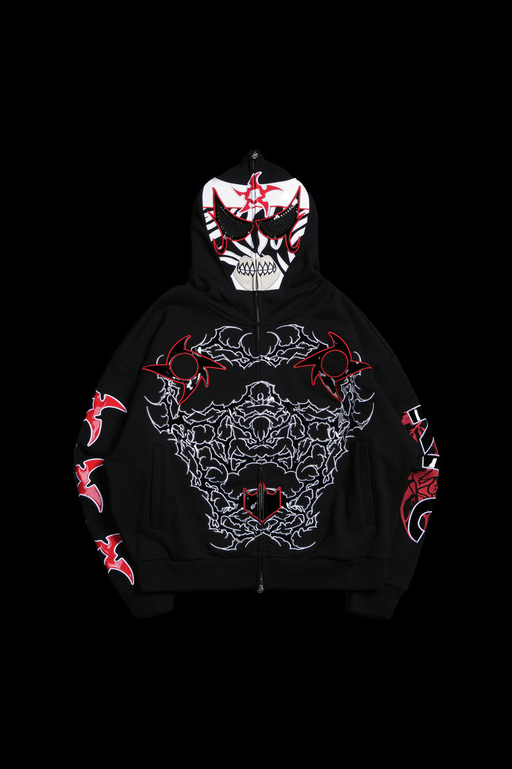 Penta Zero Miedo Full Zip Up Hoodie in Black