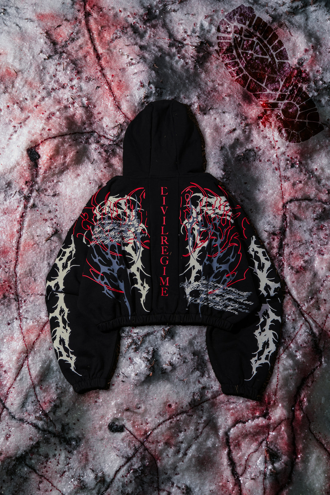 Letter To You Ultra Crop Zip Up Hoodie in Black/Red