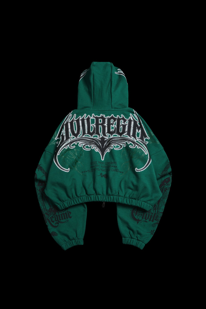 Bloom &amp; Conquer Ultra Cropped Hoodie in Deep Green