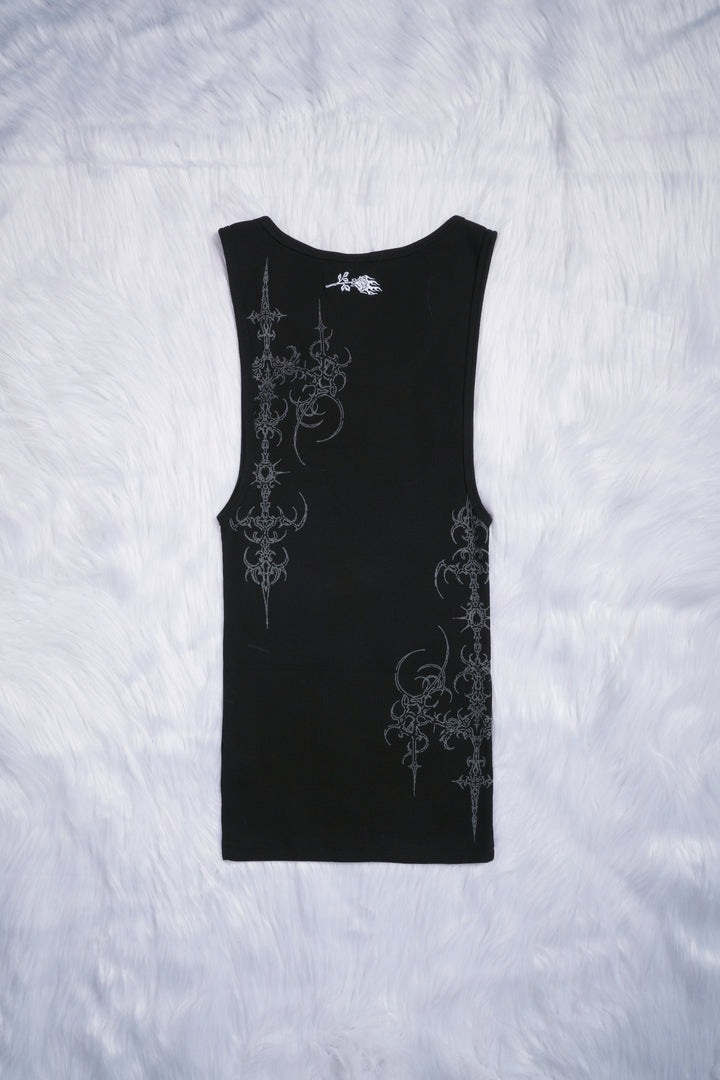 Cyber Bloom Tank Top in Black